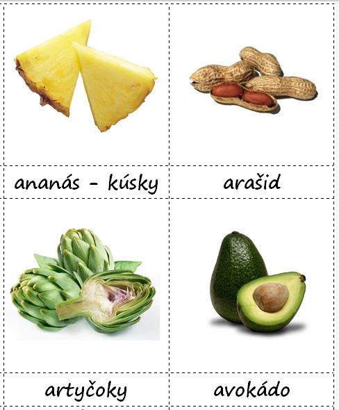 Ovocie a zelenina - trojzložkové montessori karty