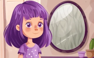 fialove vlasy, ked si chce male dievca zafarbit vlasy