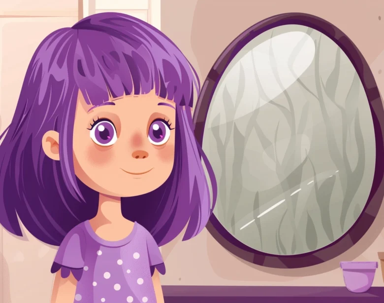 fialove vlasy, ked si chce male dievca zafarbit vlasy